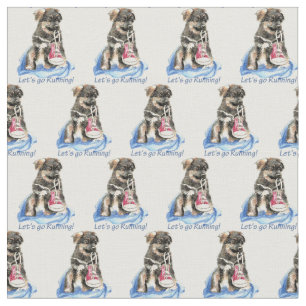Tissu "Allons courir" Chien mignon berger allemand anima