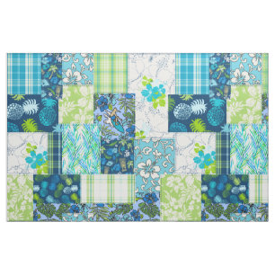 Tissu Aloha Patchwork Hawaiian Tropical Prints - Turquoi