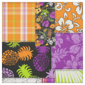 Tissu Aloha Patchwork Hawaiian Tropical Prints - Violet (Échantillon)