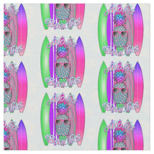 Tissu Aloha Plages Surf tropical Ananas (Fermer)