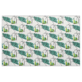 Tissu ALOHA : RETRO BEACH GRAPHIC à AQUA et VERT (Yard)