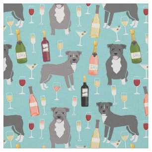 Tissu Amateur de vin de Pitbull dogs bleu clair