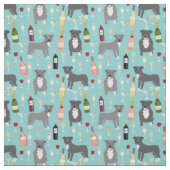 Tissu Amateur de vin de Pitbull dogs bleu clair (Échantillon)