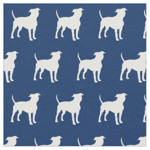 Tissu American Staffordshire Chien Silhouette Marine ble