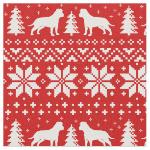 Tissu American Staffordshire Terrier Silhouettes Xmas