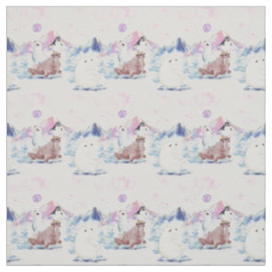 Tissu Amis de l'Arctique Ours polaires et pingouins rêve