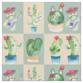Tissu amour cactus - aquarelle, (Fermer)