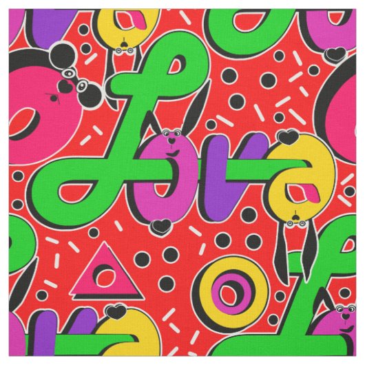 Tissu Amour, typographie (Échantillon)