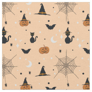 Tissu Amusant Éffrayant Halloween Orange Design