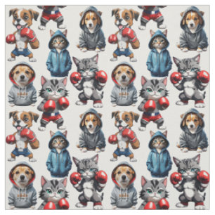 Tissu Amusante Boxe Chat Chien Motif Design