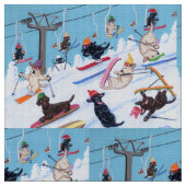 Tissu Amusement Labradors de ski d'hiver (Fermer)
