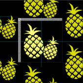 Tissu Ananas noir et jaune (Carreau)