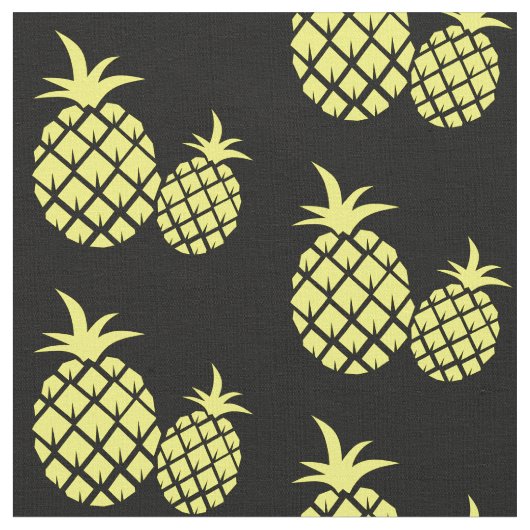 Tissu Ananas noir et jaune (Fermer)
