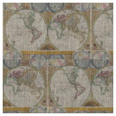 Tissu Ancienne carte du monde (Fermer)