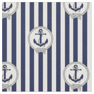 Tissu Ancrage bleu marine/bande bleue et blanche 2