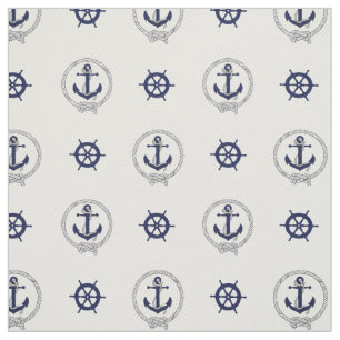 Tissu Ancrage bleu marine/roue bleue du navire