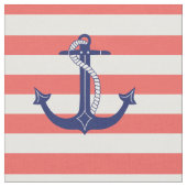 Tissu Ancre nautique avec les rayures de corail (Fermer)