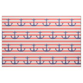 Tissu Ancre nautique avec les rayures de corail (Fat Quarter)