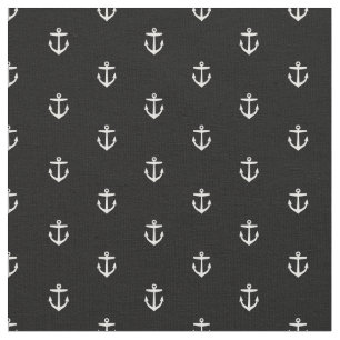 Tissu Ancre noire et blanche