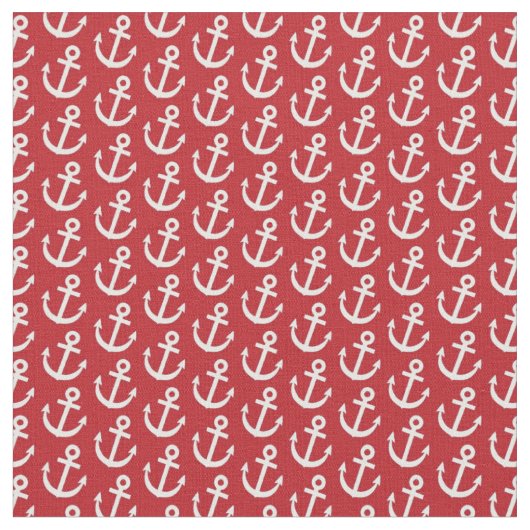 Tissu Ancre rouge Motif nautique (Fermer)