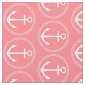 Tissu Ancres blanches nautiques et corde sur le rose cor (fermé)