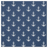 Tissu Ancres blanches sur bleu marine (Échantillon)