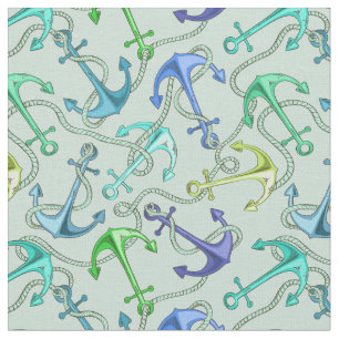 Tissu Ancres flottantes et motif de corde
