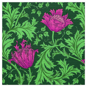 Tissu Anémone de William Morris, vert vert et fuchsia