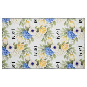 Tissu Anemone Hydrangea Floral Wedding Monogram (Fat Quarter)