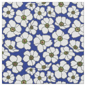 Tissu Anémones blanches sur fond bleu (fermé)