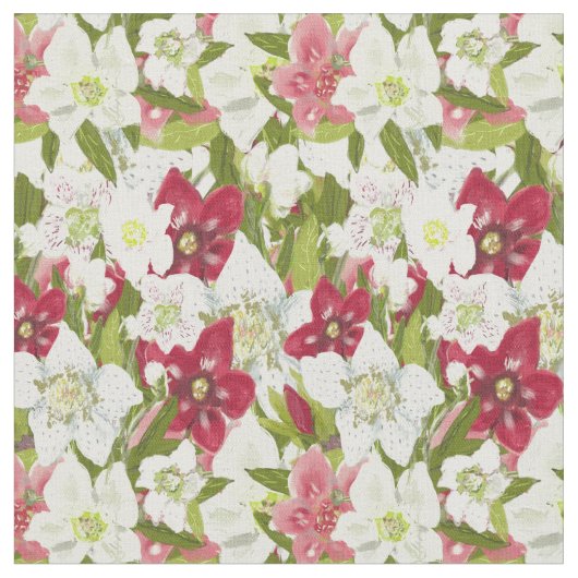 Tissu Anémones de Noël-Hellebores Fleuris (Fermer)
