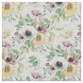 Tissu Anémones rose, blanc et jaune. (Détail)