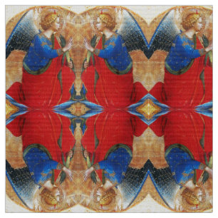 TISSU ANGE EN ROUGE OR ET BLEU