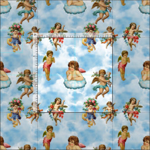Tissu angel cherub nuages antique