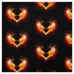 Tissu Angel Fire Heart with Wings