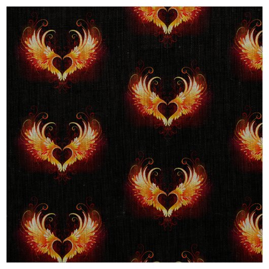 Tissu Angel Fire Heart with Wings (Échantillon)