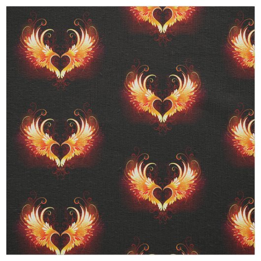 Tissu Angel Fire Heart with Wings (Échantillon)