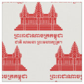 Tissu Angkor Vat Cambodgien / Drapeau Khmer avec une dev (Fermer)