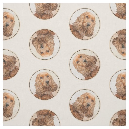 Tissu Anglais Cocker Spaniel Painting Original Chien Art (Échantillon)