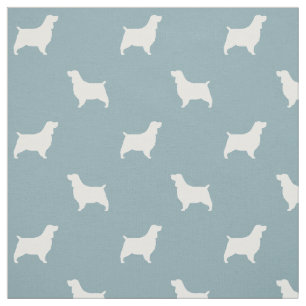 Tissu Anglais Springer Spaniel Silhouettes Motif Blue