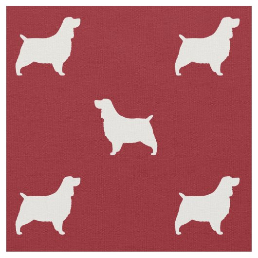 Tissu Anglais Springer Spaniel Silhouettes Motif Rouge (Fermer)