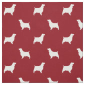 Tissu Anglais Springer Spaniel Silhouettes Motif Rouge (Échantillon)