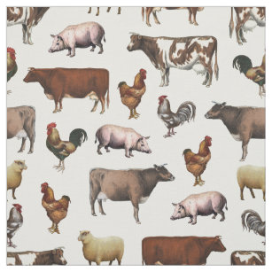 Tissu animal agricole vintage
