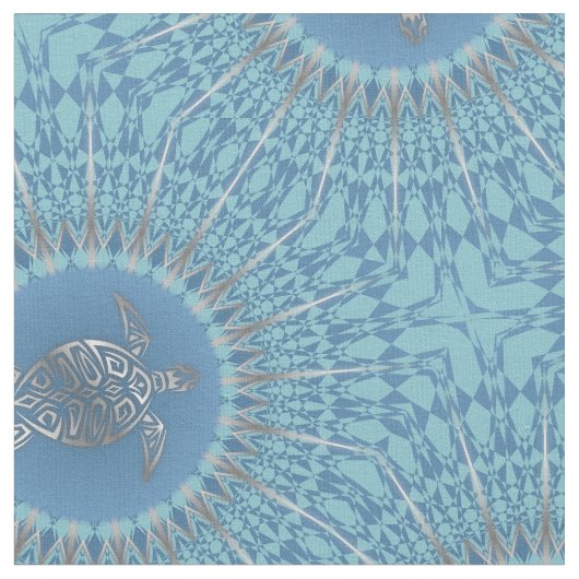 Tissu Animal de tortue bleue argentée (Fermer)