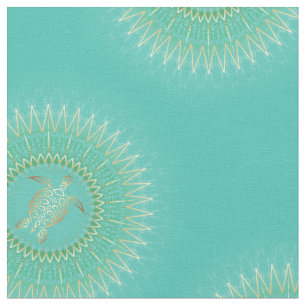 Tissu Animal de tribal de tortue de mandala d'or de