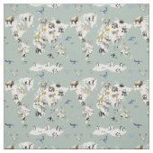 Tissu animals of the world nursery map - mint  (Échantillon)