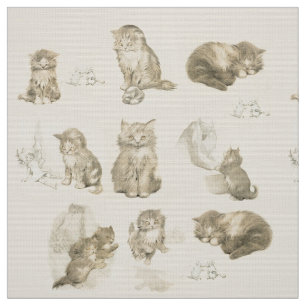 TISSU ANIMAUX CUTES / HISTOIRES DE CHAT ET SOURIS EN ROS