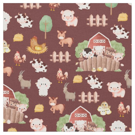 Tissu Animaux de ferme Brown (Fermer)