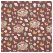 Tissu Animaux de ferme Brown (Échantillon)