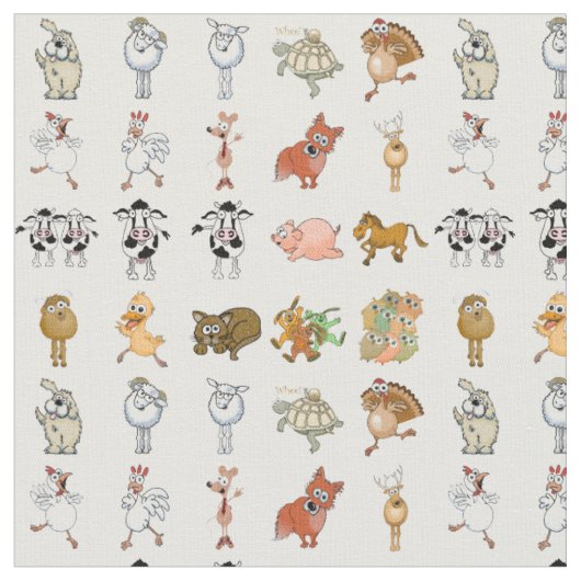 Tissu Animaux de ferme de bande dessinée (Fermer)